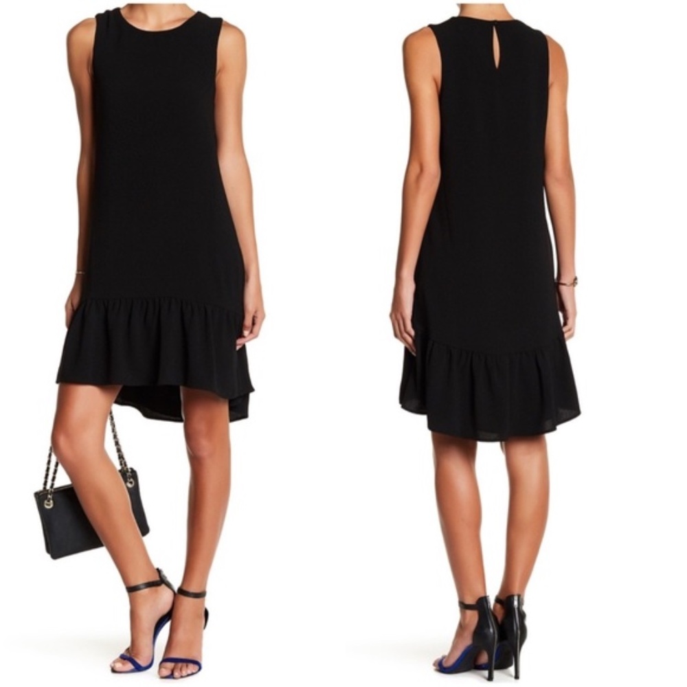 Leyden Sleeveless Crepe Hi-Low Hem Shift Dress
